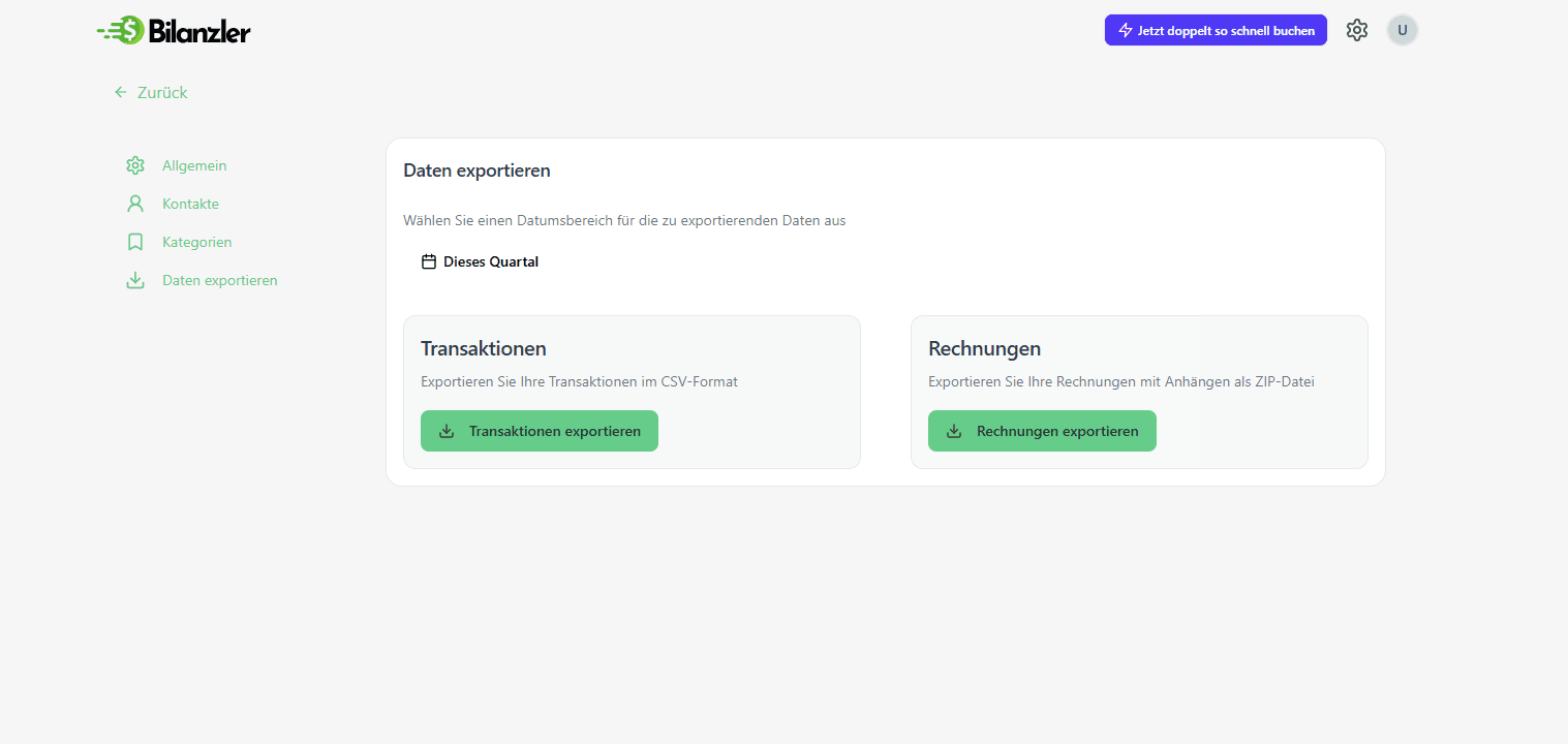 Bilanzler Export Funktionen